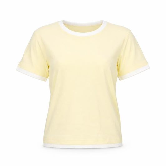 INTOWN Women’s Yellow Ringer Cotton T-Shirt Size M