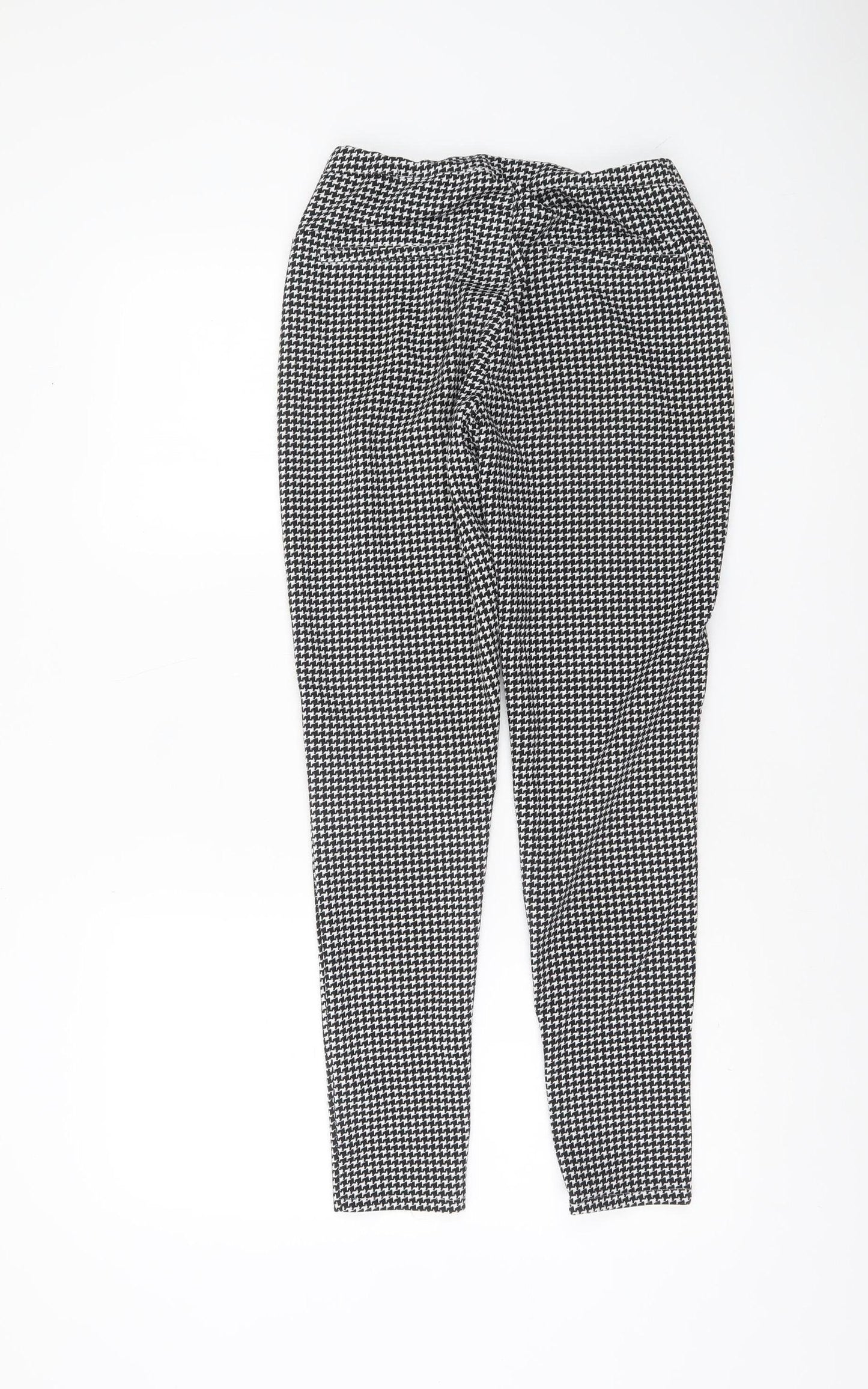 Missguided Women’s Black Houndstooth Slim Tapered Trousers Size 8