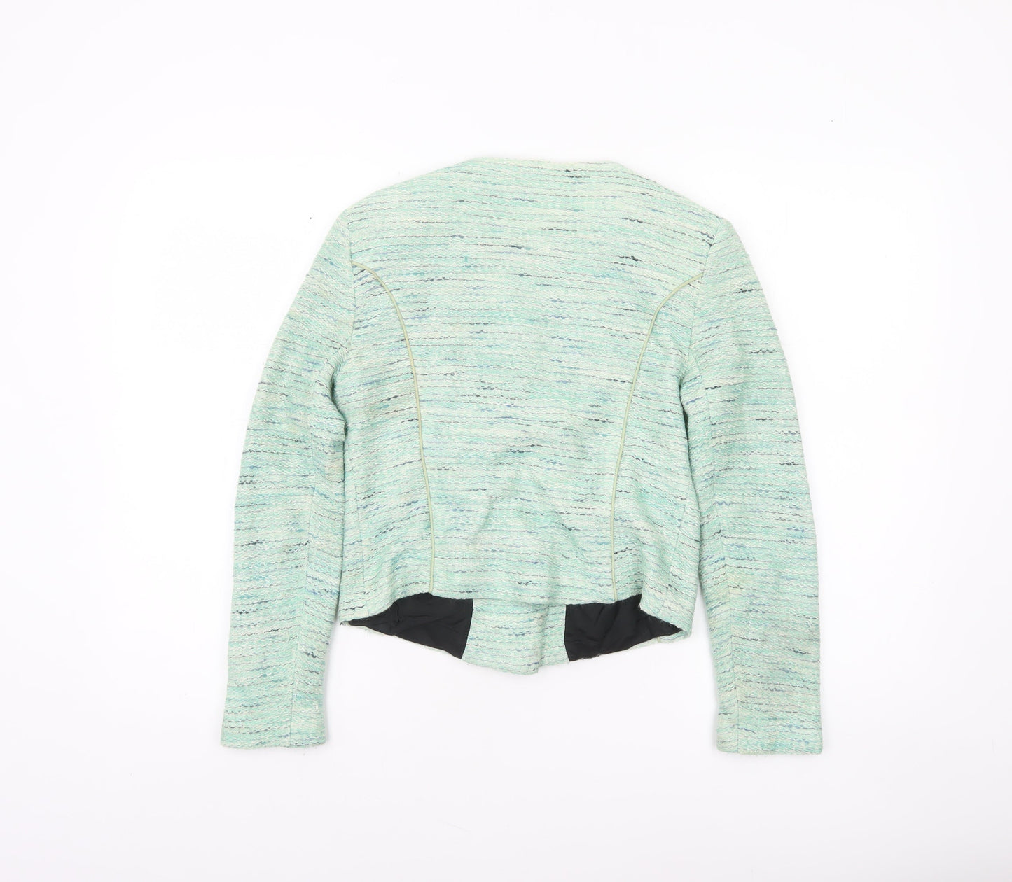 Topshop Women Green Size 8 Biker Style Tweed Short Jacket