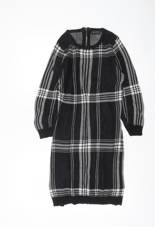 Dorothy Perkins Women Black Check Knit Bodycon Dress Size 8