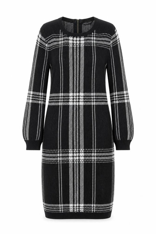 Dorothy Perkins Women Black Check Knit Bodycon Dress Size 8