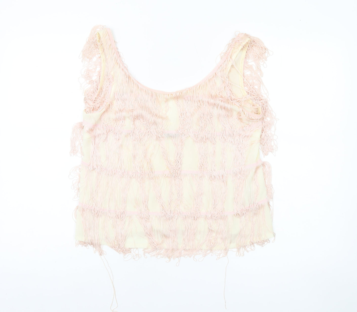 River Island Women’s Beige Fringe Camisole Tank Top Size 12
