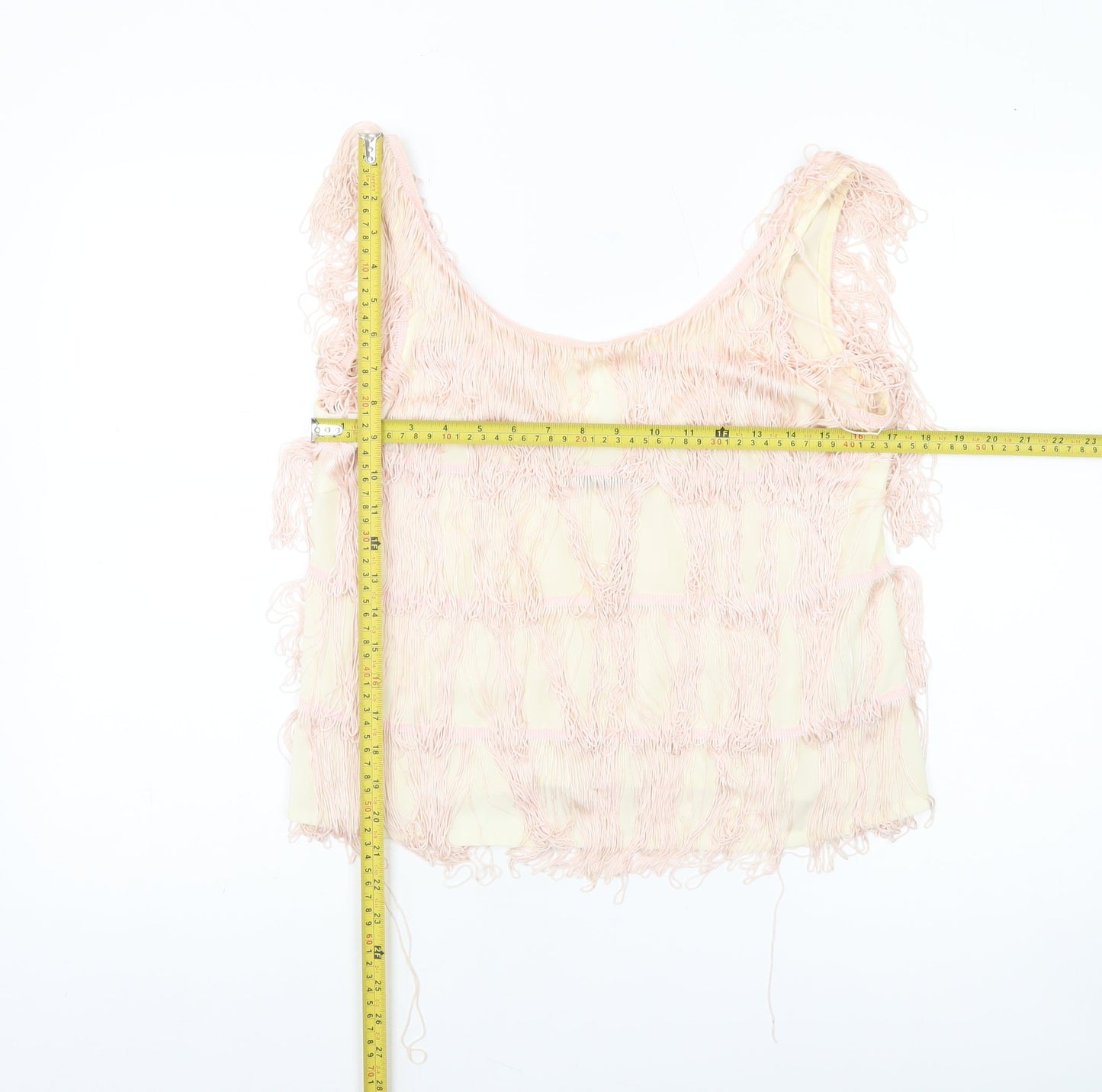 River Island Women’s Beige Fringe Camisole Tank Top Size 12