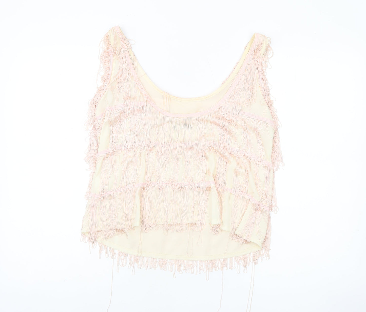 River Island Women’s Beige Fringe Camisole Tank Top Size 12