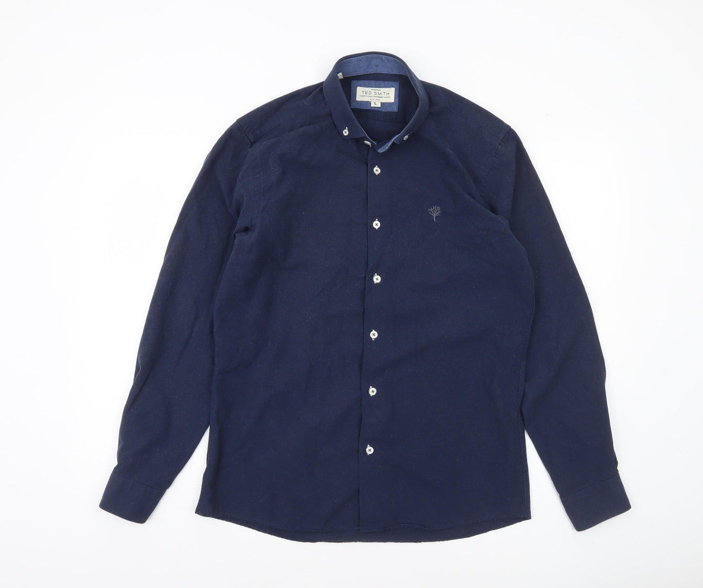 Ted Smith Men's Blue Slim Fit Long Sleeve Button-Up Shirt L