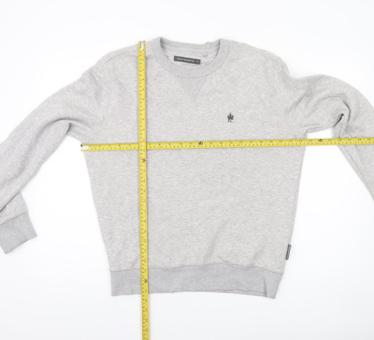 French Connection Men's Grey Sweatshirt S Regular Crew Neck Pullover