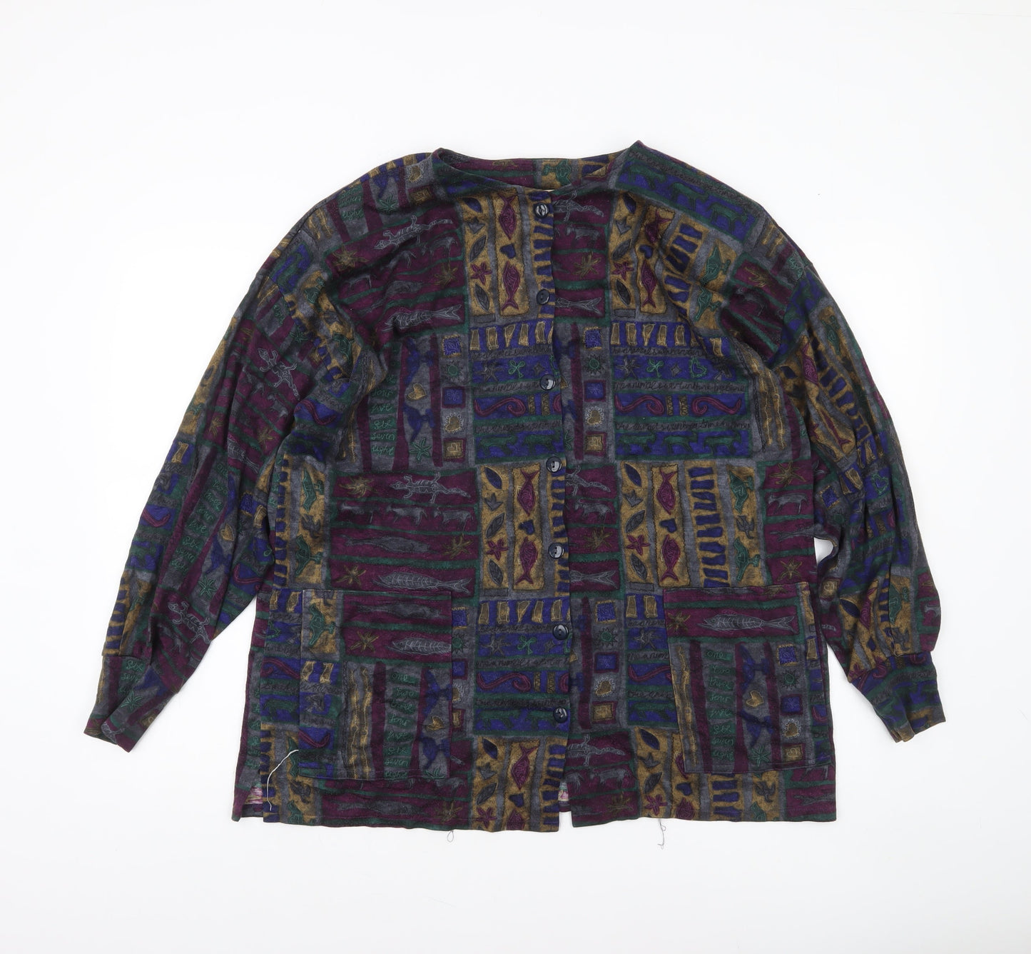Madge Designs Women’s Multicoloured Tunic Button-Up Top L Bohemian Style