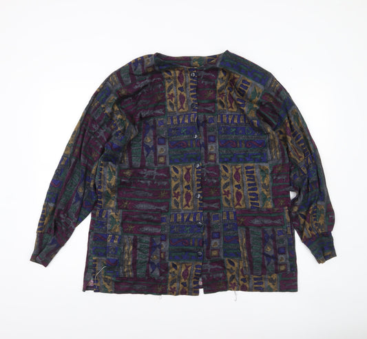 Madge Designs Women’s Multicoloured Tunic Button-Up Top L Bohemian Style