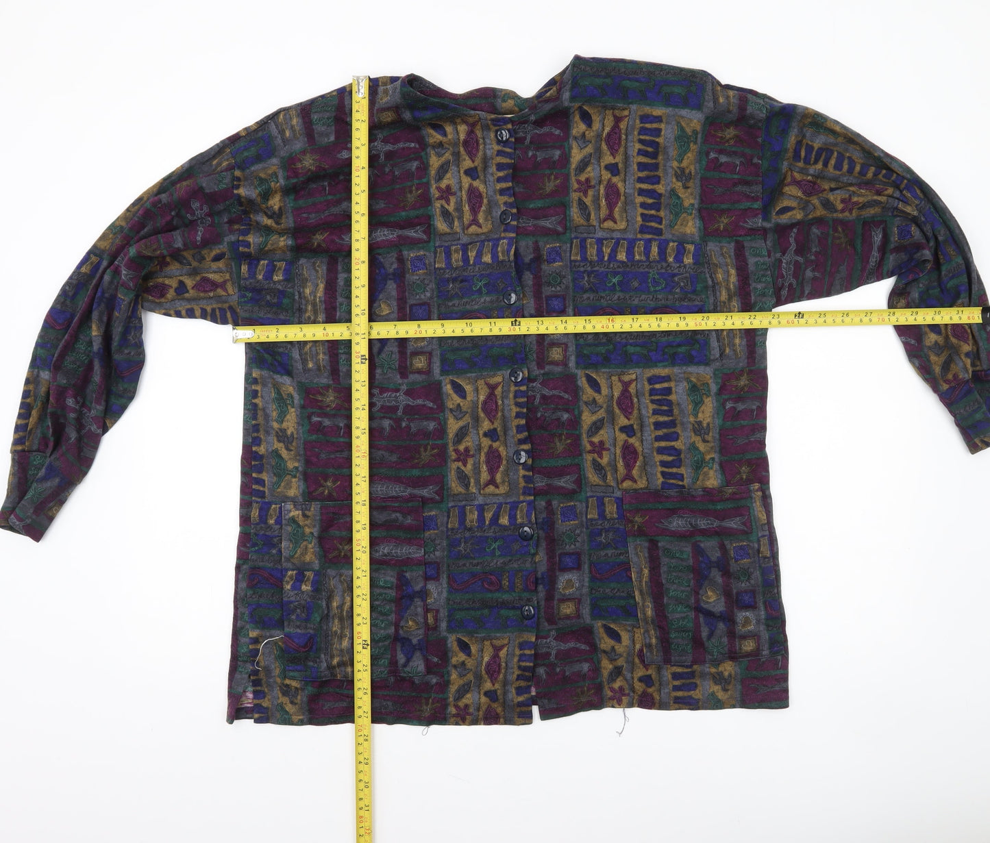 Madge Designs Women’s Multicoloured Tunic Button-Up Top L Bohemian Style