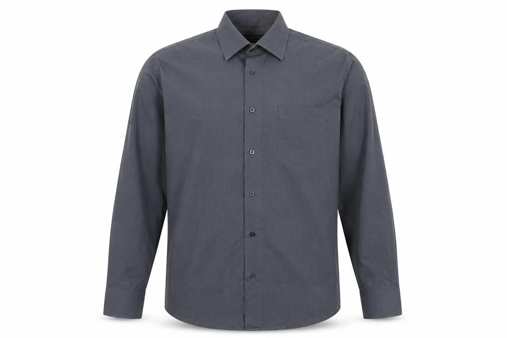 Dunnes Men’s Grey Regular Fit Long Sleeve Cotton Blend Shirt Size 17
