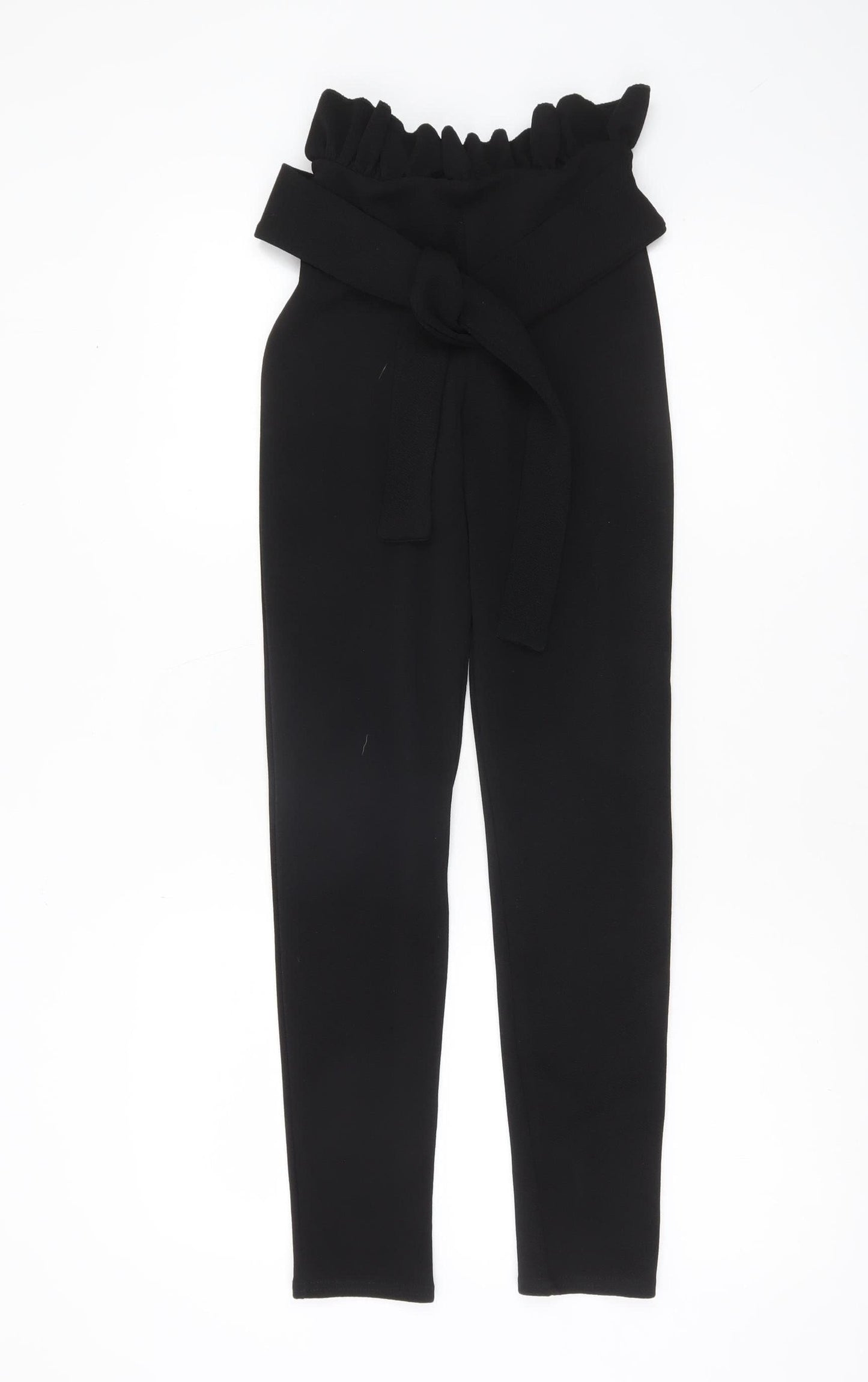 PrettyLittleThing Women’s Black Size 4 Paperbag Tapered Trousers