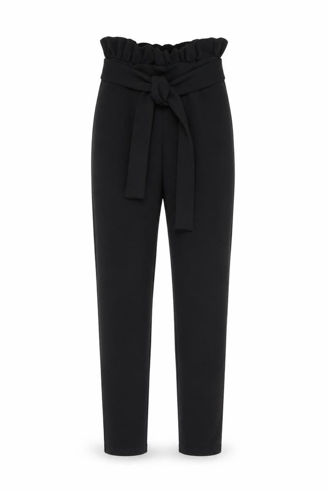 PrettyLittleThing Women’s Black Size 4 Paperbag Tapered Trousers