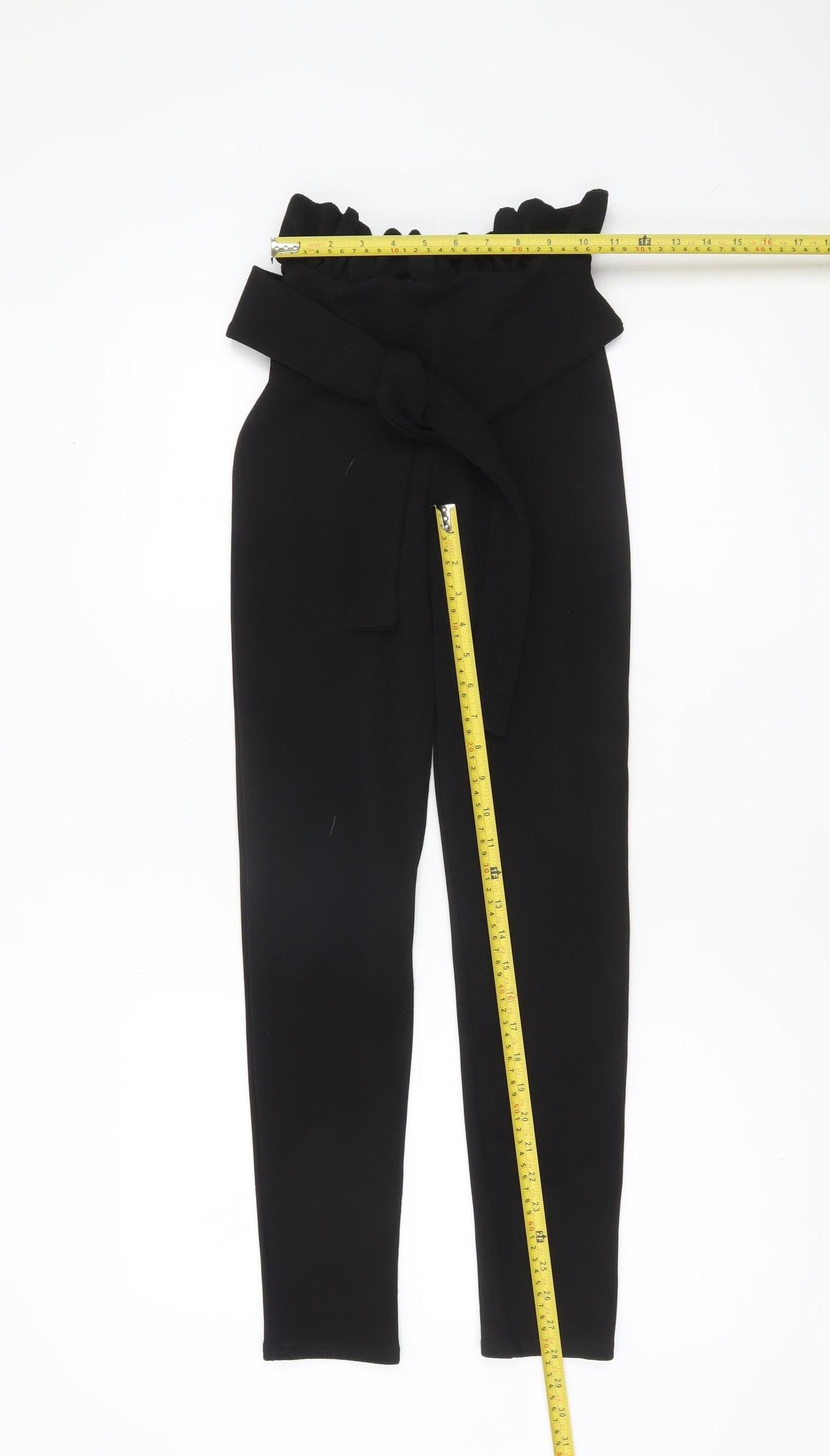 PrettyLittleThing Women’s Black Size 4 Paperbag Tapered Trousers