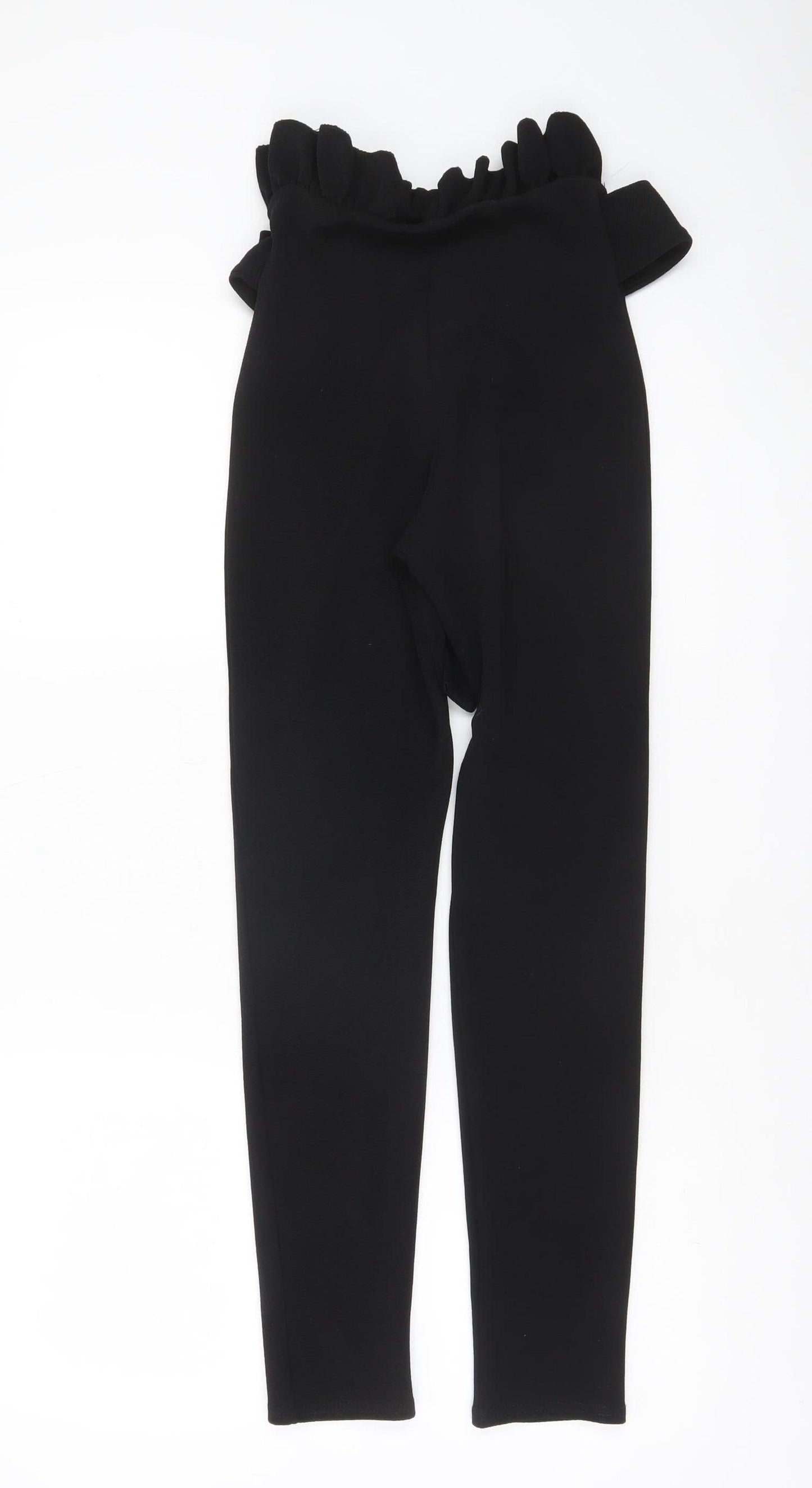 PrettyLittleThing Women’s Black Size 4 Paperbag Tapered Trousers