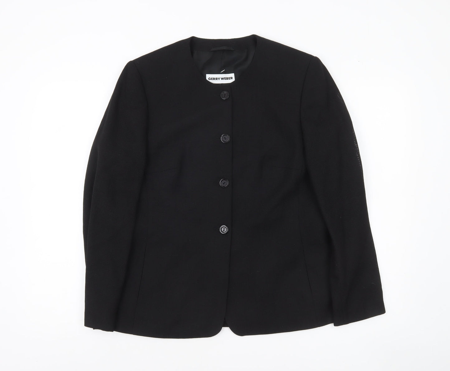 Gerry Weber Women's Black Wool Blend Classic Blazer Jacket Size 12