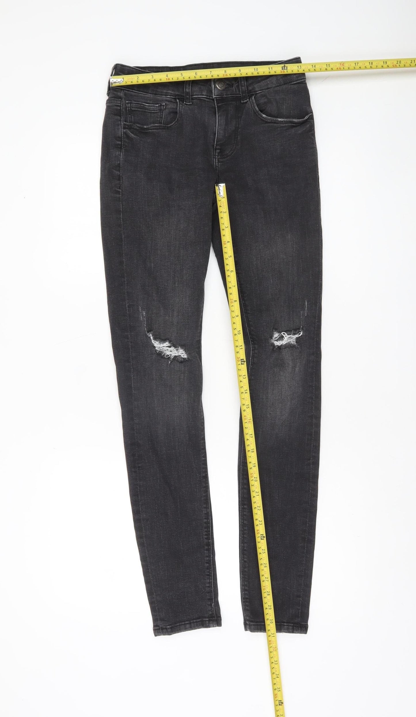 Denim Co. Men's Black Super Skinny Distressed Jeans W28 L32