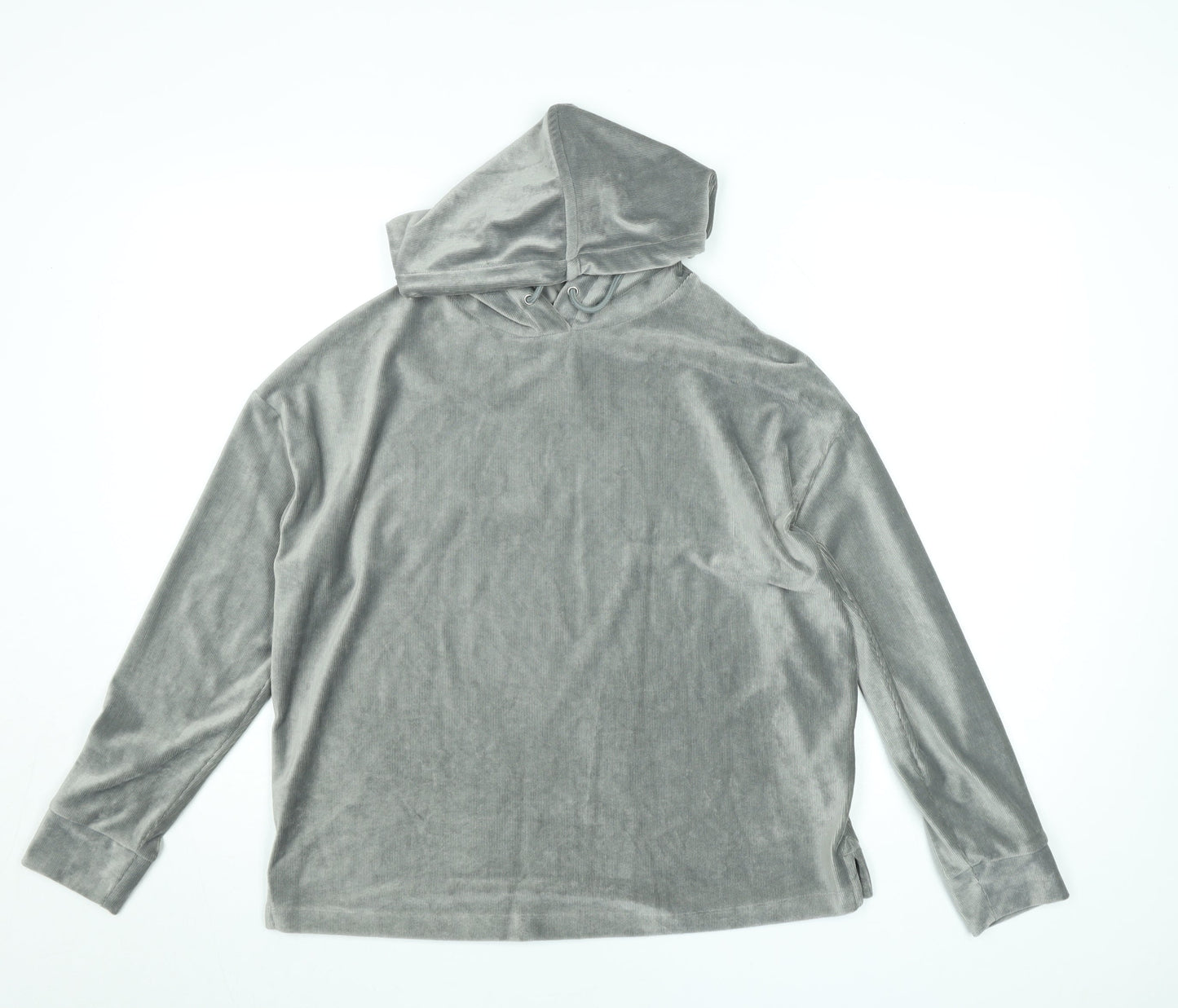 Marks and Spencer Women Grey Velour Pullover Hoodie Size 10