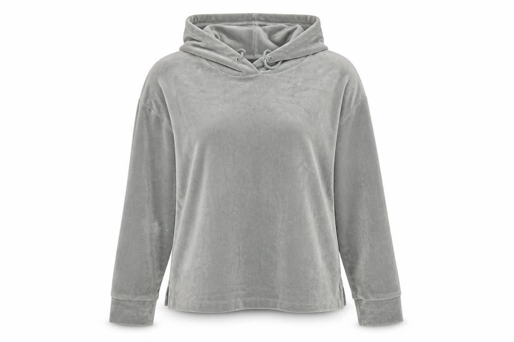 Marks & Spencer Women Grey Velour Pullover Hoodie Size 10
