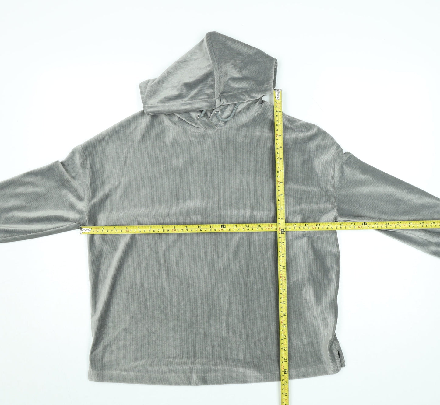Marks and Spencer Women Grey Velour Pullover Hoodie Size 10