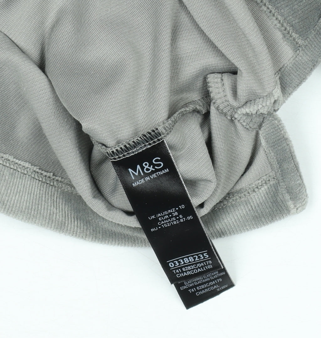 Marks and Spencer Women Grey Velour Pullover Hoodie Size 10