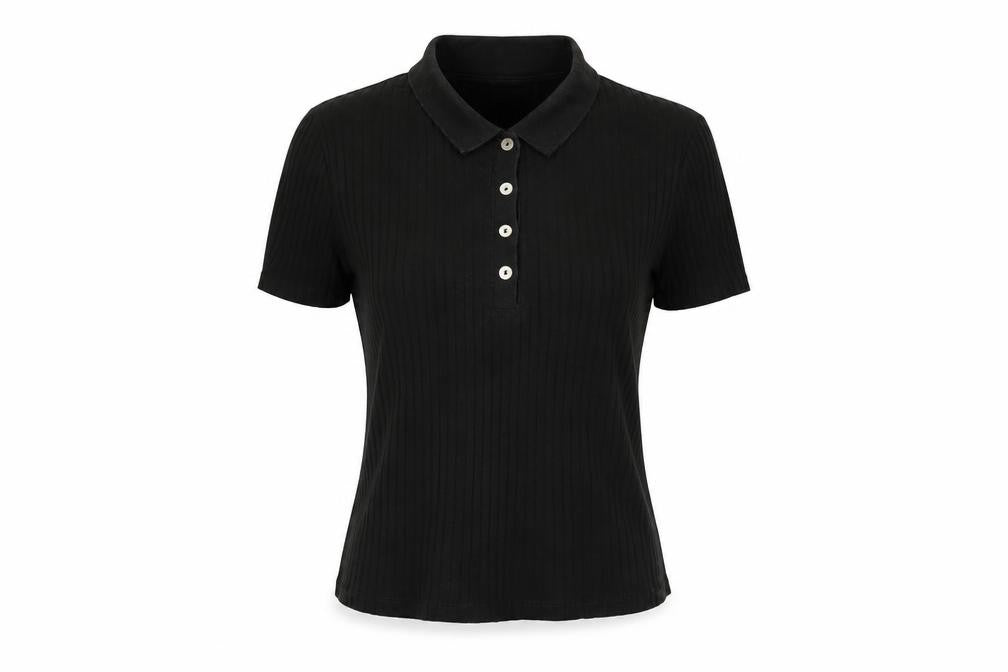 Zara Womens Black Slim Fit Polo Shirt Size S Short Sleeve Collared Top