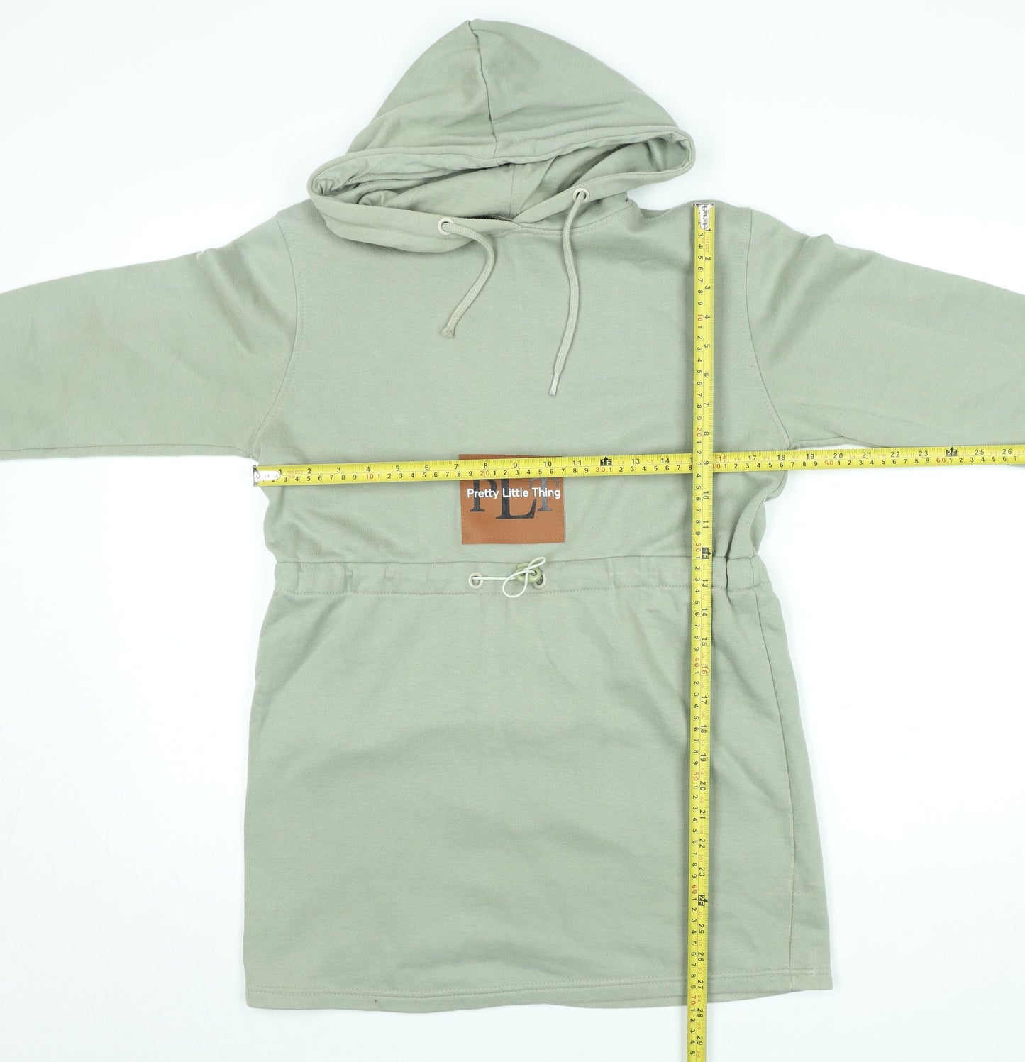 PrettyLittleThing Women’s Green Hoodie Dress UK 6 Cotton Blend Pullover