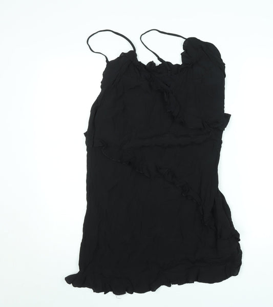 H&M Women’s Black Viscose Ruffle Slip Dress Size 12