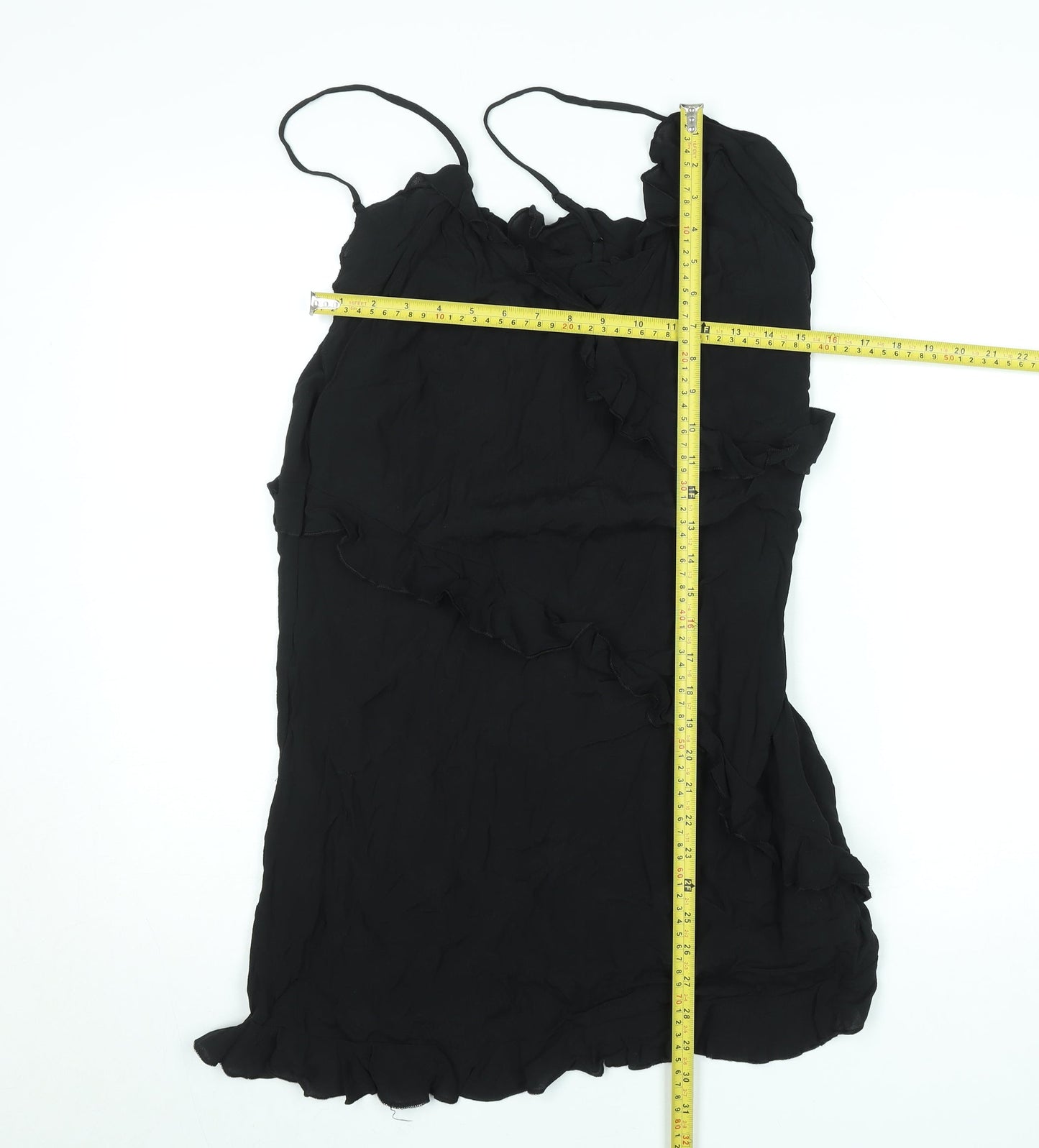 H&M Women’s Black Viscose Ruffle Slip Dress Size 12