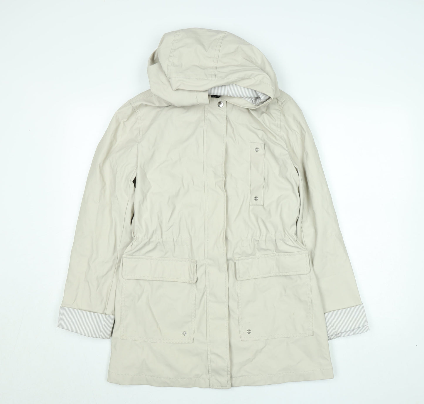 New Look Women’s Beige Mid-Length Hooded Parka Coat Size 10