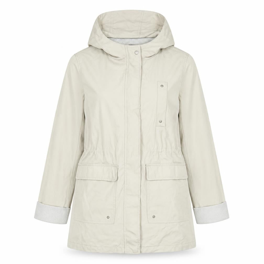 New Look Women’s Beige Mid-Length Hooded Parka Coat Size 10