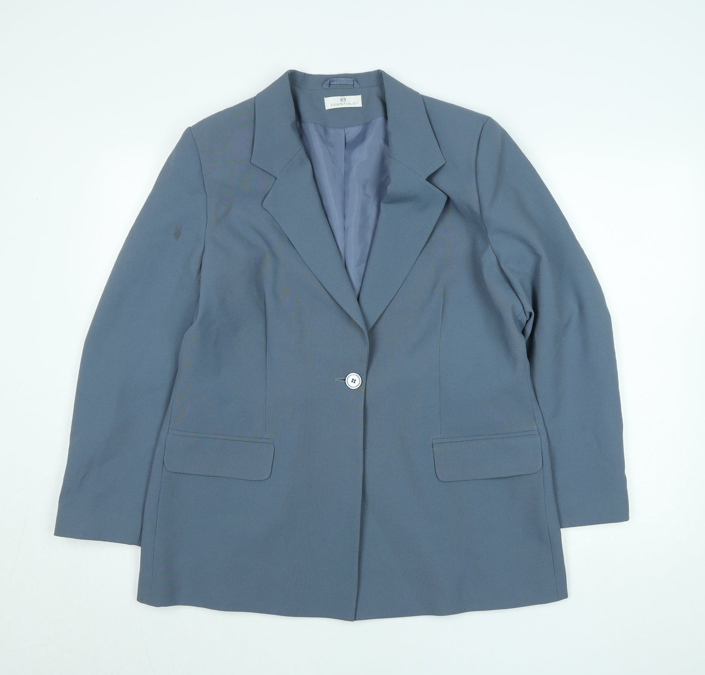 Essentials Women Blue One-Button Blazer Size M Regular Fit