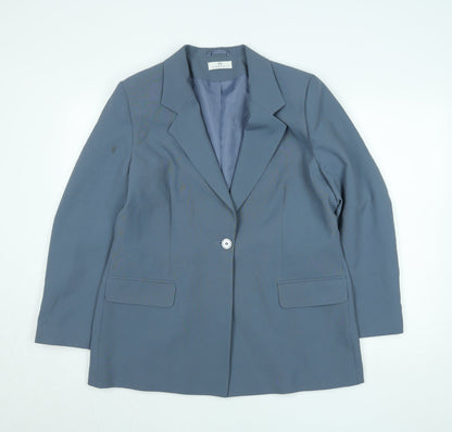 Essentials Women Blue One-Button Blazer Size M Regular Fit