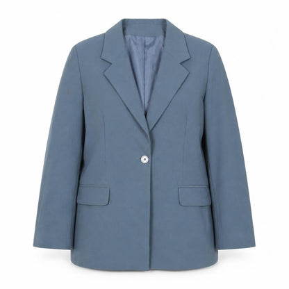 Essentials Women Blue One-Button Blazer Size M Regular Fit