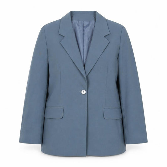 Essentials Women Blue One-Button Blazer Size M Regular Fit