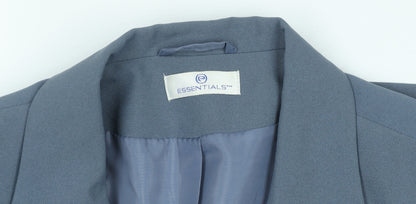 Essentials Women Blue One-Button Blazer Size M Regular Fit