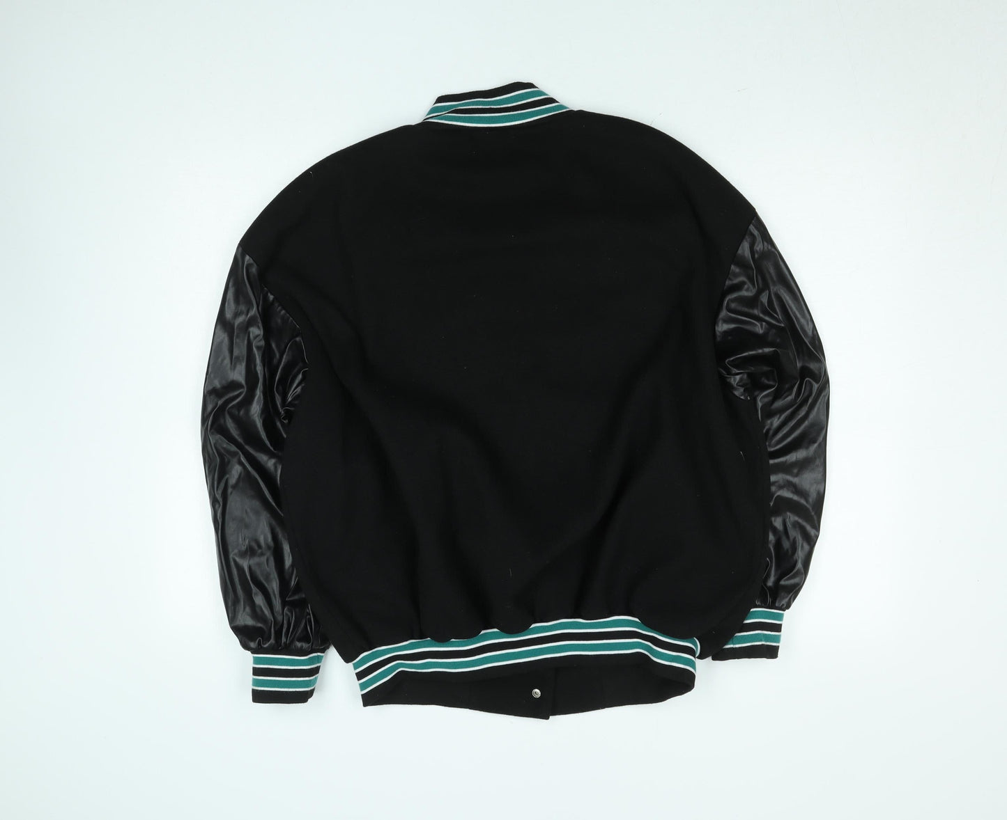 SHEIN Womens Black Varsity Jacket Size 10 Embroidered S College Style