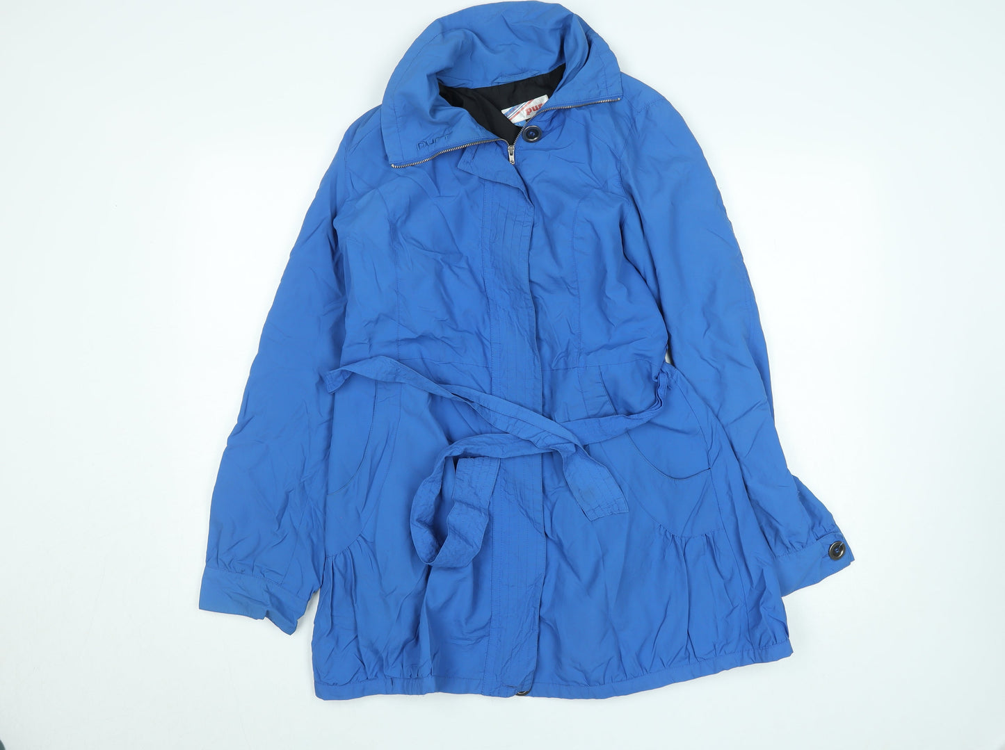 Purr Women's Blue Mid-Length Belted Rain Coat Size L