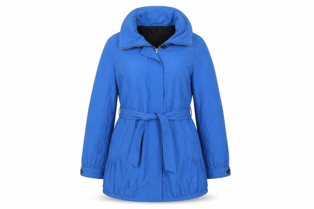 Purr Women's Blue Mid-Length Belted Rain Coat Size L