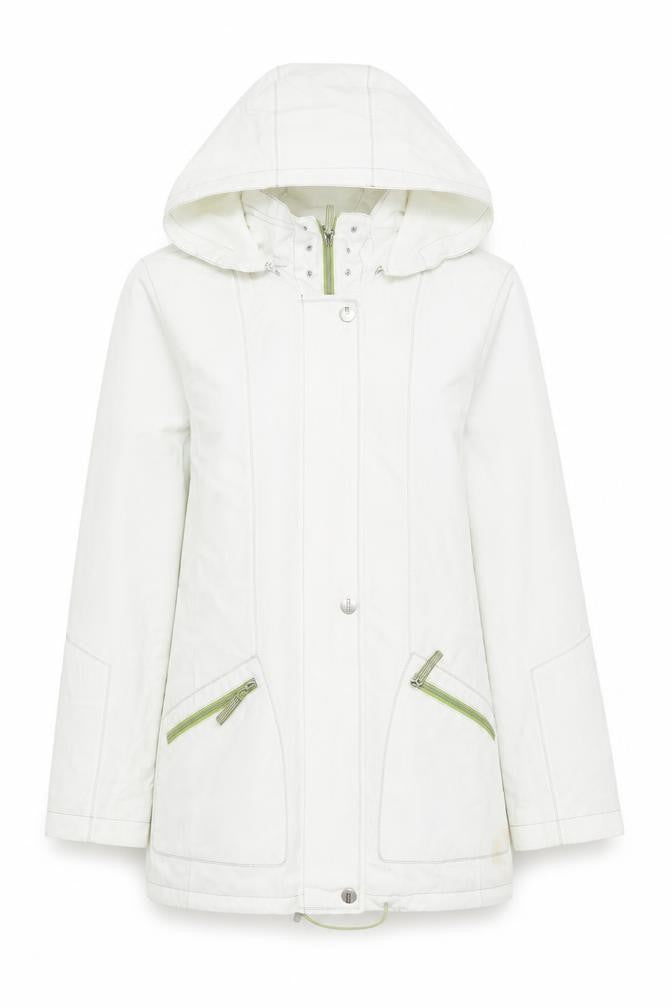 Summer Edition Womens White Hooded Mid-Length Lightweight Jacket Size 10