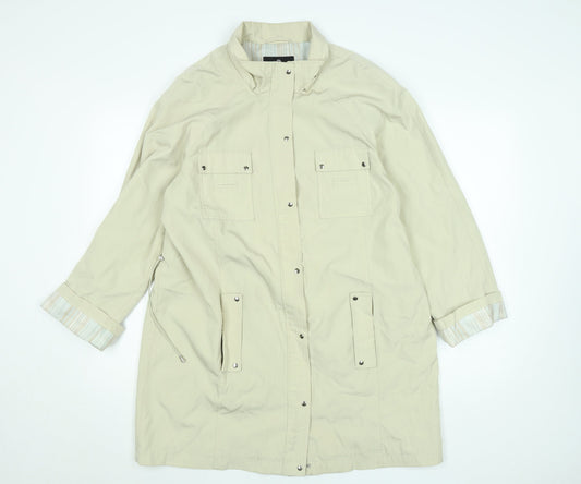 Drizzle Women Beige Long Rain Coat Size 14 Lightweight Classic Style