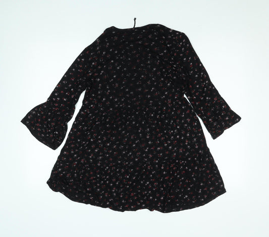 I Saw It First Women's Black Floral A-Line Knee Length Dress Size 14