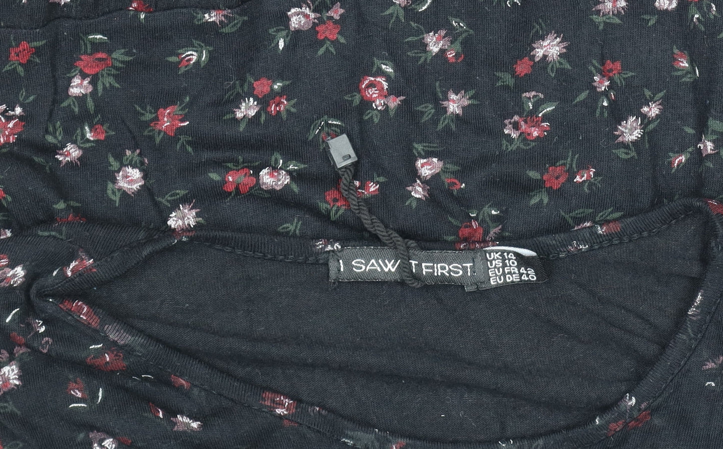I Saw It First Women's Black Floral A-Line Knee Length Dress Size 14