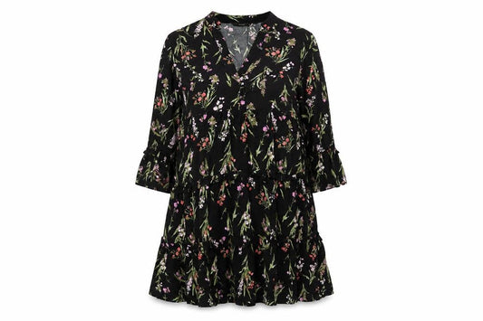 Vero Moda Women’s Black Floral A-Line Knee Length Dress L