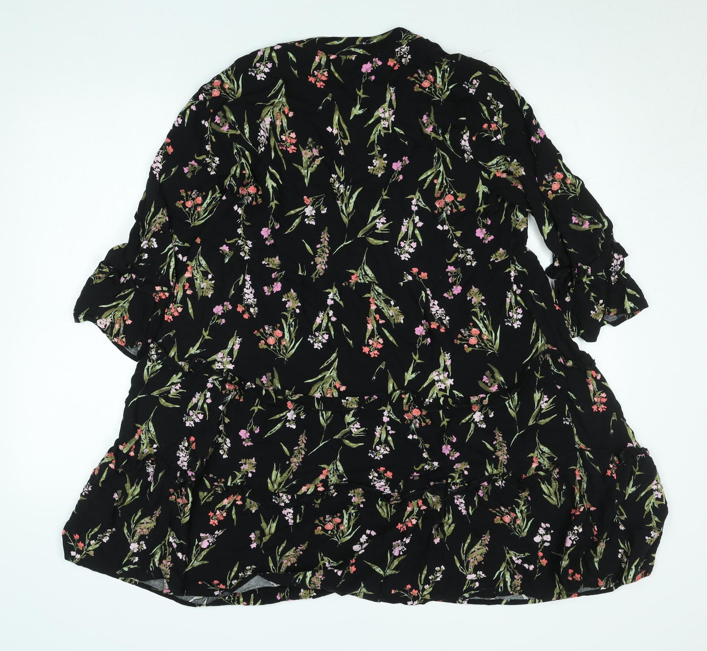 Vero Moda Women’s Black Floral A-Line Knee Length Dress L