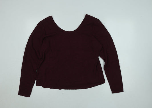 Gallery Women's Burgundy Long Sleeve Stretch Jersey Top XL