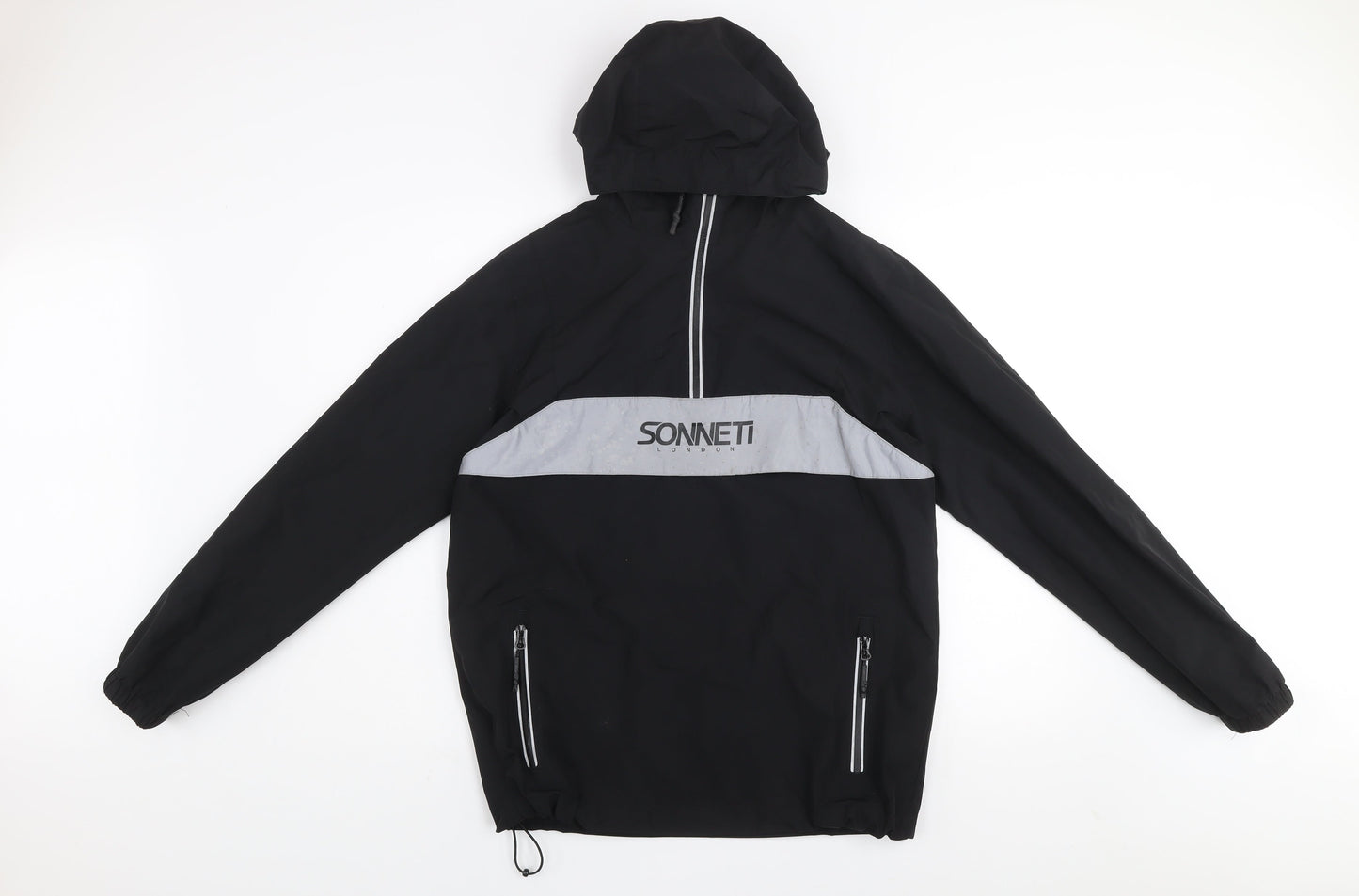 Sonneti Boys Black Hooded Windbreaker Jacket Age 13-14 Years