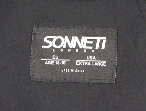 Sonneti Boys Black Hooded Windbreaker Jacket Age 13-14 Years