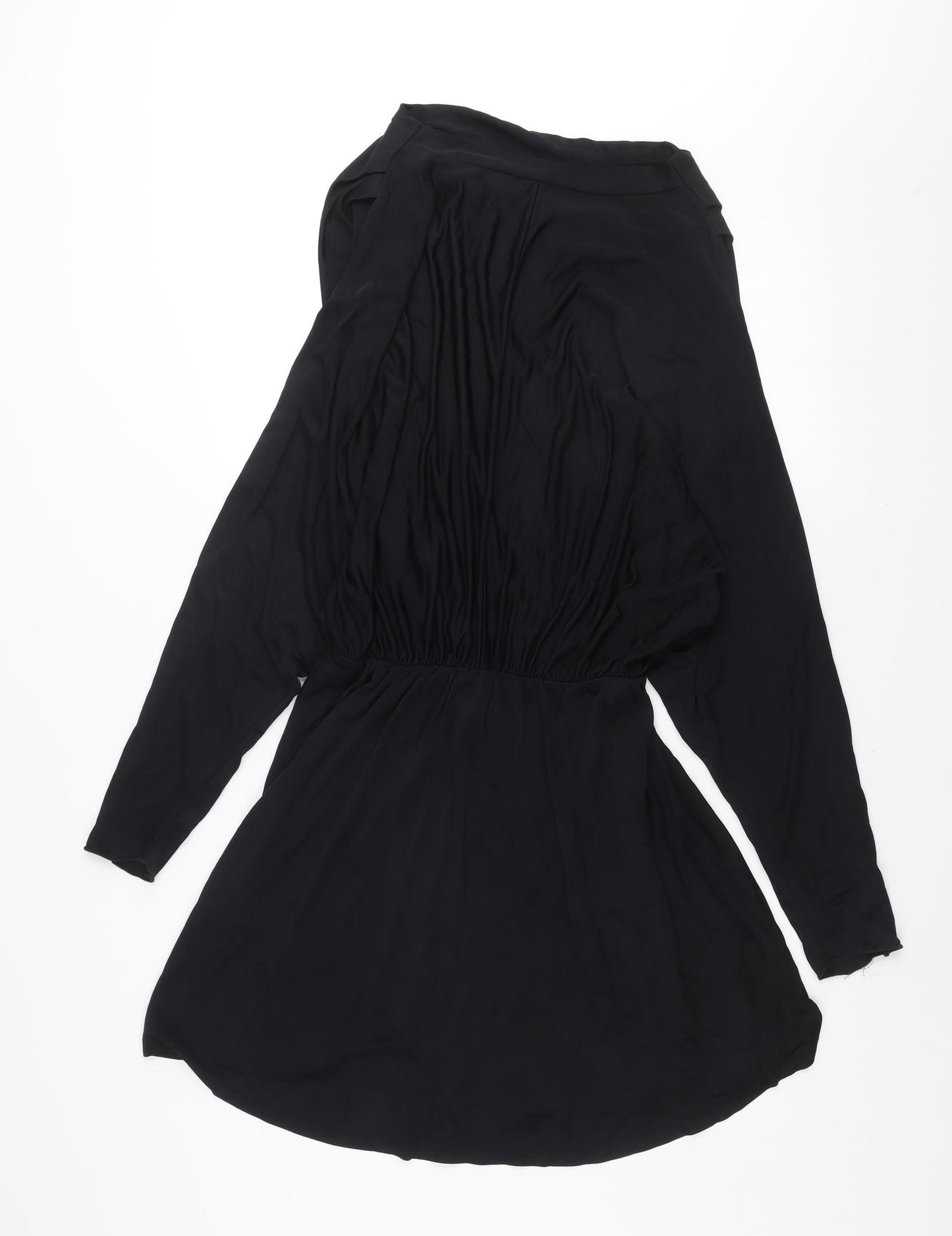 Zara Women Black Viscose Long Sleeve Short Shift Dress Size 12
