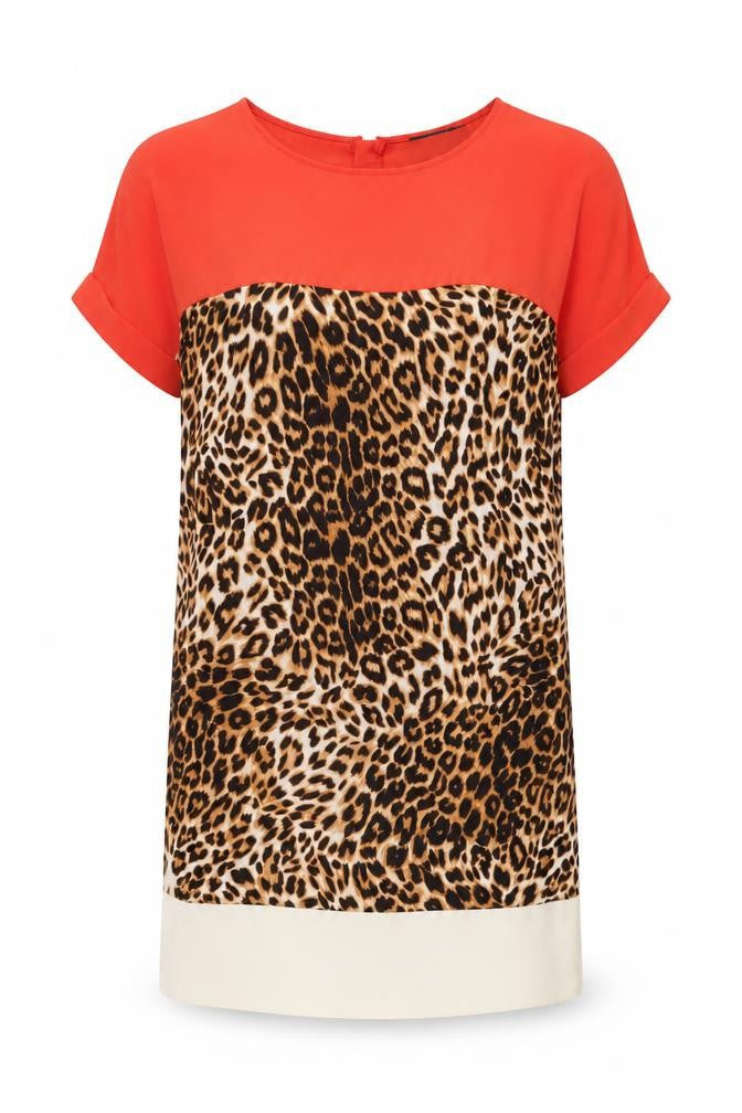 Savida Women’s Multicoloured Shift Dress Size 12 Leopard Print Short Sleeve