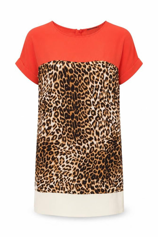Savida Women’s Multicoloured Shift Dress Size 12 Leopard Print Short Sleeve